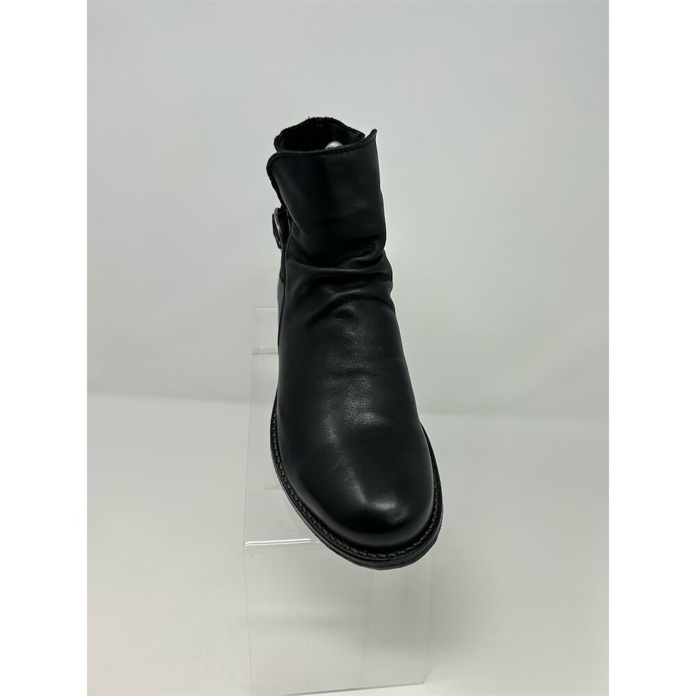 Avellini Booties Womens Black Ankle Side Zip Buckle Low Block Heel Size 37 - Picture 2 of 12